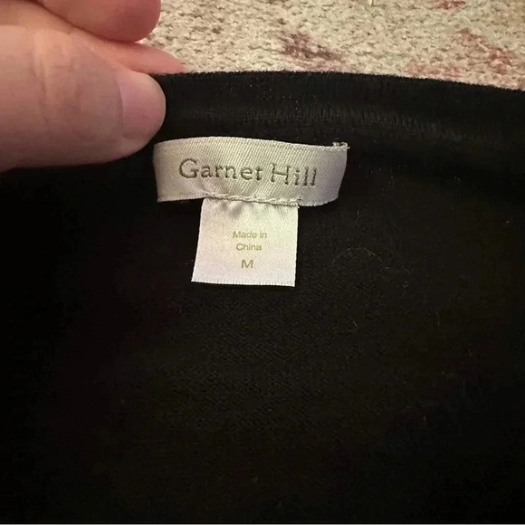 Garnet Hill• Black merino wool crew neck button down sweater size medium - Picture 9 of 10